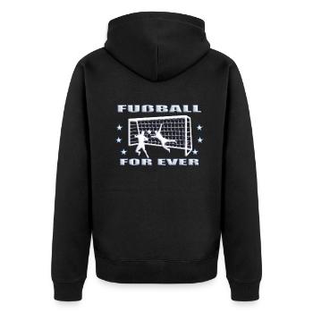 Fußballzubehör Geschenkidee Fußballfan - Unisex Premium Bio Zip Hoodie - Schwarz - Hinten - Nico (187cm)