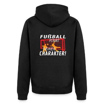 Fußballzubehör Geschenkidee Fußballfan - Unisex Premium Bio Zip Hoodie - Schwarz - Hinten - Nico (187cm)