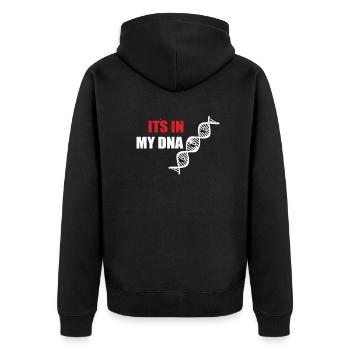 Fußballzubehör Geschenkidee Fußballfan - Unisex Premium Bio Zip Hoodie - Schwarz - Hinten - Nico (187cm)