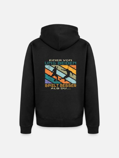Fußballzubehör Geschenkidee Fußballfan - Unisex Premium Bio Zip Hoodie - Schwarz