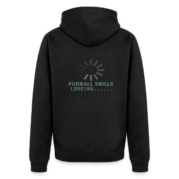 Fußballzubehör Geschenkidee Fußballfan - Unisex Premium Bio Zip Hoodie - Schwarz - Hinten - Nico (187cm)