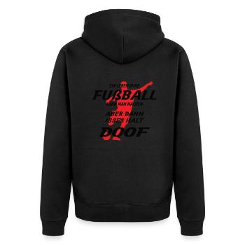 Fußballzubehör Geschenkidee Fußballfan - Unisex Premium Bio Zip Hoodie - Schwarz - Hinten - Nico (187cm)