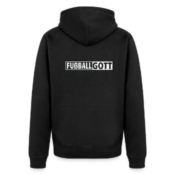 Fußballzubehör Geschenkidee Fußballfan - Unisex Premium Bio Zip Hoodie - Schwarz - Hinten - Nico (187cm)