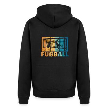 Fußballzubehör Geschenkidee Fußballfan - Unisex Premium Bio Zip Hoodie - Schwarz - Hinten - Nico (187cm)