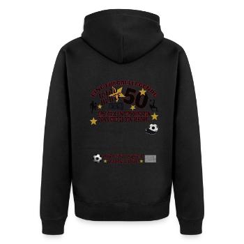 Fußballzubehör Geschenkidee Fußballfan - Unisex Premium Bio Zip Hoodie - Schwarz - Hinten - Nico (187cm)