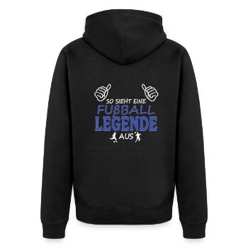 Fußballzubehör Geschenkidee Fußballfan - Unisex Premium Bio Zip Hoodie - Schwarz - Hinten - Nico (187cm)