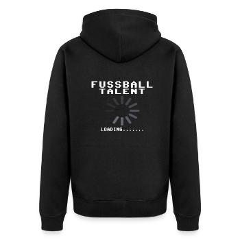 Fußballzubehör Geschenkidee Fußballfan - Unisex Premium Bio Zip Hoodie - Schwarz - Hinten - Nico (187cm)