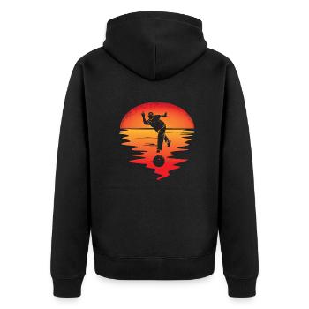 Bowling Zubehör mit Bowling Motiv - Unisex Premium Bio Zip Hoodie - Schwarz - Hinten - Nico (187cm)