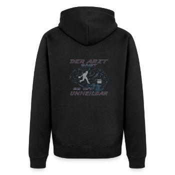Bowling Zubehör mit Bowling Motiv - Unisex Premium Bio Zip Hoodie - Schwarz - Hinten - Nico (187cm)
