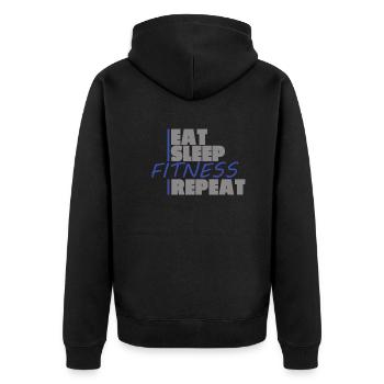 Fitnesszubehör für Sportler - Unisex Premium Bio Zip Hoodie - Schwarz - Hinten - Nico (187cm)