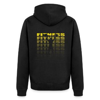Fitnesszubehör für Sportler - Unisex Premium Bio Zip Hoodie - Schwarz - Hinten - Nico (187cm)