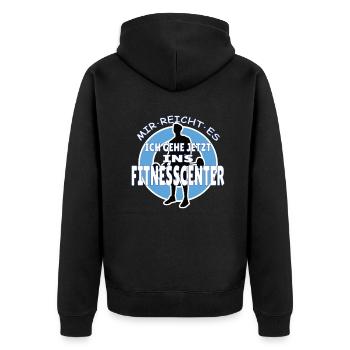 Fitnesszubehör für Sportler - Unisex Premium Bio Zip Hoodie - Schwarz - Hinten - Nico (187cm)