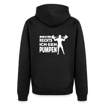 Fitnesszubehör für Sportler - Unisex Premium Bio Zip Hoodie - Schwarz - Hinten - Nico (187cm)