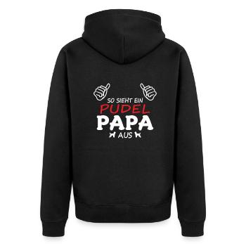 Hundezubehör Pudel Hundebesitzer - Unisex Premium Bio Zip Hoodie - Schwarz - Hinten - Nico (187cm)
