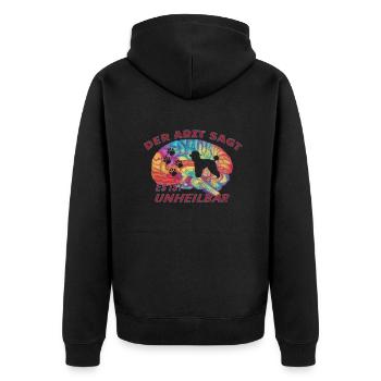 Hundezubehör Pudel Hundebesitzer - Unisex Premium Bio Zip Hoodie - Schwarz - Hinten - Nico (187cm)