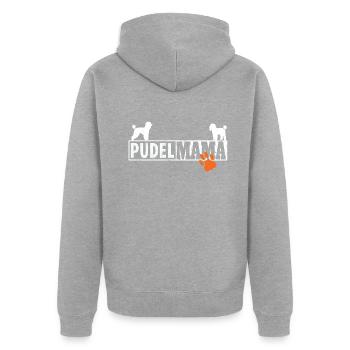 Hundezubehör Pudel Hundebesitzer - Unisex Premium Bio Zip Hoodie - Grau meliert - Hinten - Nico (187cm)