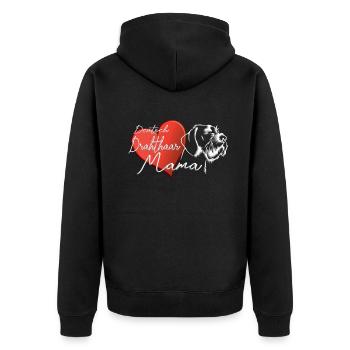 Dogs German Wirehaired Dog Owners - Unisex Premium Organic Zip Hoodie - black - Back - Nico (187cm)