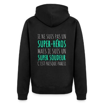 Super soudeur super-héros humour soudure cadeau - Veste à capuche bio Premium Unisexe - noir - Dos - Nico (187cm)
