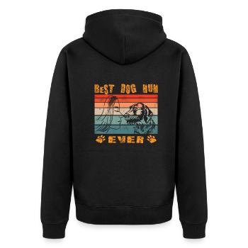 Dogs German Wirehaired Dog Owners - Unisex Premium Organic Zip Hoodie - black - Back - Nico (187cm)