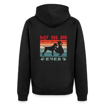 Dogs German Wirehaired Dog Owners - Unisex Premium Organic Zip Hoodie - black - Back - Nico (187cm)
