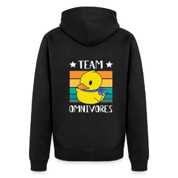 Équipe Omnivores - Canards jaunes - Veste à capuche bio Premium Unisexe - noir - Dos - Nico (187cm)