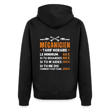Mécanicien tarif horaire humour mécanique cadeau - Veste à capuche bio Premium Unisexe - noir - Dos - Nico (187cm)