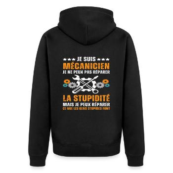 Je suis mécanicien humour mécanique cadeau mécano - Veste à capuche bio Premium Unisexe - noir - Dos - Nico (187cm)