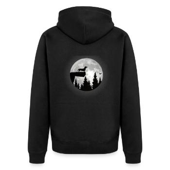Hund Dackel Hundebesitzer Gechenkidee - Unisex Premium Bio Zip Hoodie - Schwarz - Hinten - Nico (187cm)