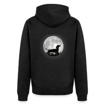 Hund Dackel Hundebesitzer Gechenkidee - Unisex Premium Bio Zip Hoodie - Schwarz - Hinten - Nico (187cm)