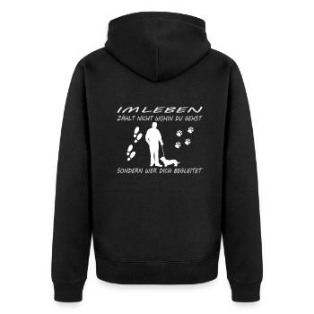 Hund Dackel Hundebesitzer Gechenkidee - Unisex Premium Bio Zip Hoodie - Schwarz - Hinten - Nico (187cm)