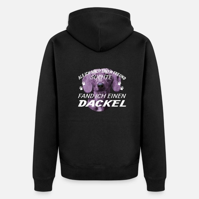 Hund Dackel Hundebesitzer Geschenkidee - Unisex Premium Bio Zip Hoodie - Schwarz