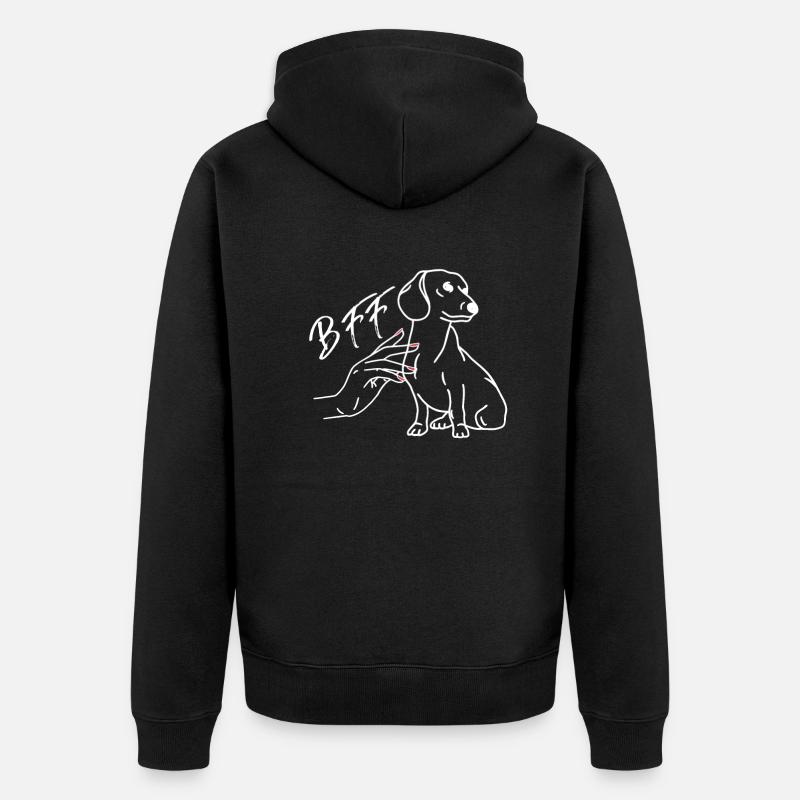 Hund Dackel Hundebesitzer Geschenkidee - Unisex Premium Bio Zip Hoodie - Schwarz