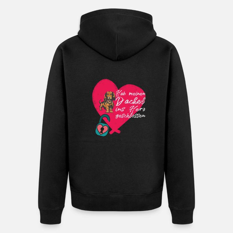 Hund Dackel Hundebesitzer Geschenkidee - Unisex Premium Bio Zip Hoodie - Schwarz