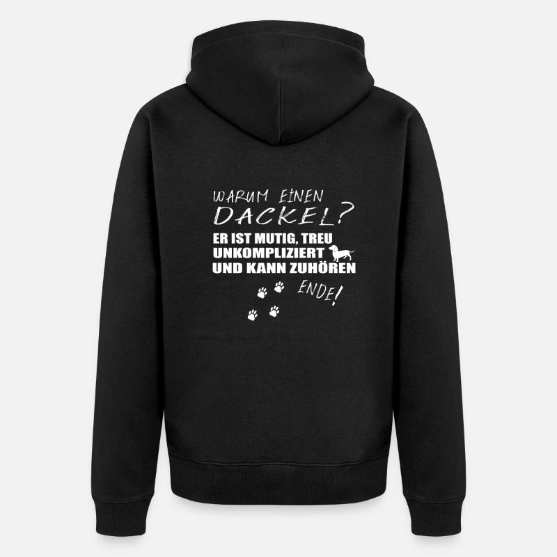Hund Dackel Hundebesitzer Geschenkidee - Unisex Premium Bio Zip Hoodie - Schwarz
