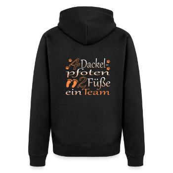 Hunderasse Dackel für Hundeliebhaber - Unisex Premium Bio Zip Hoodie - Schwarz - Hinten - Nico (187cm)