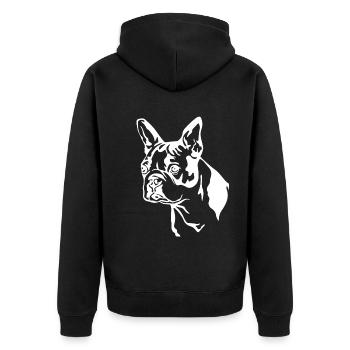 Chien Bulldog Dog Propriétaire Gechenkidee - Veste à capuche bio Premium Unisexe - noir - Dos - Nico (187cm)