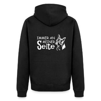 Hund Bulldogge Hundebesitzer Gechenkidee - Unisex Premium Bio Zip Hoodie - Schwarz - Hinten - Nico (187cm)