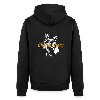 Hund Bulldogge Hundebesitzer Gechenkidee - Unisex Premium Bio Zip Hoodie - Schwarz - Hinten - Nico (187cm)