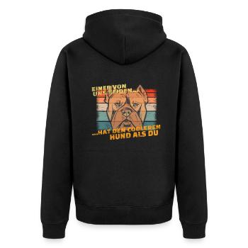 Hund Bulldogge Hundebesitzer Gechenkidee - Unisex Premium Bio Zip Hoodie - Schwarz - Hinten - Nico (187cm)