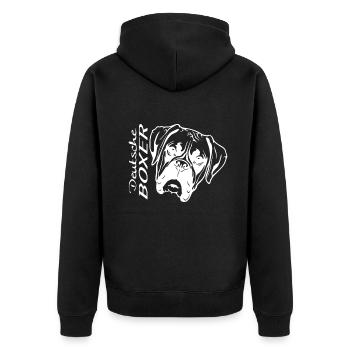 Hund Boxer Hundebesitzer Geschenkidee - Unisex Premium Bio Zip Hoodie - Schwarz - Hinten - Nico (187cm)