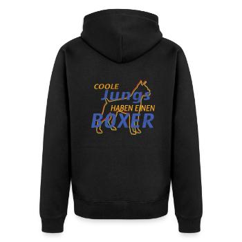 Hund Boxer Hundebesitzer Geschenkidee - Unisex Premium Bio Zip Hoodie - Schwarz - Hinten - Nico (187cm)