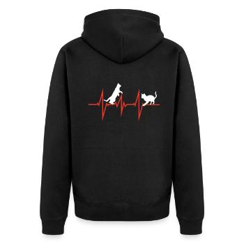Cat Friend, Cat Accessories Gift - Unisex Premium Organic Zip Hoodie - black - Back - Nico (187cm)