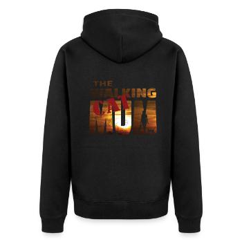 Katzenfreund, Katzenzubehör Geschenk - Unisex Premium Bio Zip Hoodie - Schwarz - Hinten - Nico (187cm)