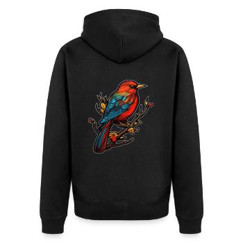 Bird, Animal, Nature, Tree, Branch, Phoenix, Rainbow - Unisex Premium Organic Zip Hoodie - black - Back - Nico (187cm)