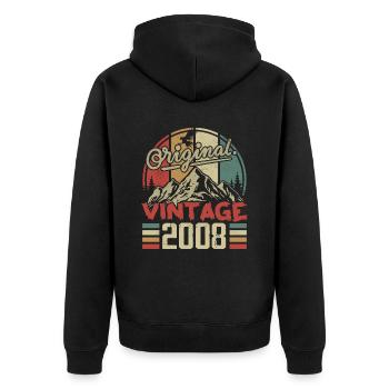 Vintage 2008 Retro Birthday Gift Born In 2008 - Unisex Premium Organic Zip Hoodie - black - Back - Nico (187cm)