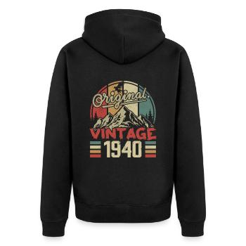 Vintage 1940 Retro Cadeau Anniversaire Né En 1940 - Veste à capuche bio Premium Unisexe - noir - Dos - Nico (187cm)