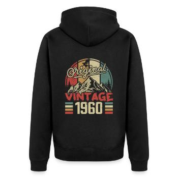 Vintage 1960 Retro Cadeau Anniversaire Né En 1960 - Veste à capuche bio Premium Unisexe - noir - Dos - Nico (187cm)