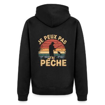 Je peux pas j ai Pêche - Veste à capuche bio Premium Unisexe - noir - Dos - Nico (187cm)