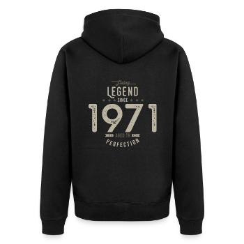 Legende seit 1971 Geburtstagsgeschenk 52 Jahre - Unisex Premium Bio Zip Hoodie - Schwarz - Hinten - Nico (187cm)