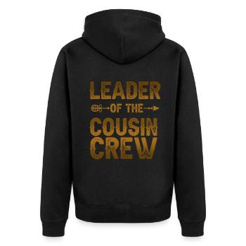 Leader Of The Cousin Crew - Unisex Premium Bio Zip Hoodie - Schwarz - Hinten - Nico (187cm)